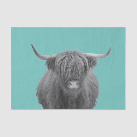 Highland Cow Scotland Rustic Schwarz-weiß Tissue P Seidenpapier (Vorderseite)