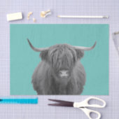 Highland Cow Scotland Rustic Schwarz-weiß Tissue P Seidenpapier (Handwerk)