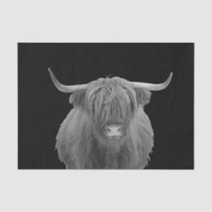 Highland Cow Scotland Rustic Schwarz-weiß Tissue P Seidenpapier