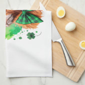 Highland Cow St Patrick�s Png, Lucky Cow Geschirrtuch (Viertel Falte)