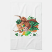 Highland Cow St Patrick�s Png, Lucky Cow Geschirrtuch (Vertikal)
