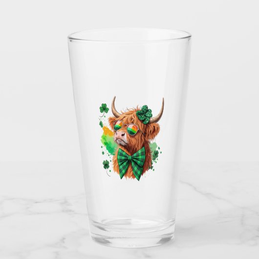 Highland Cow St Patrick�s Png, Lucky Cow Glas (Vorderseite)