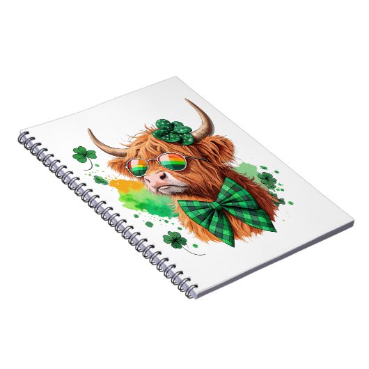 Highland Cow St Patrick's , Lucky Cow Notizblock (Rechte Seite)