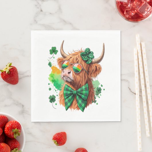 Highland Cow St Patrick's , Lucky Cow Serviette (Beispiel)