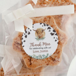 Highland Cow Sticker Labels Birthday Baby Shooter