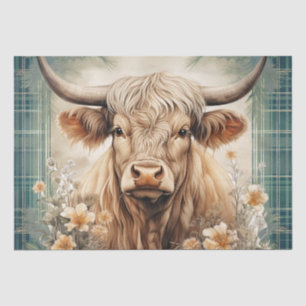 Highland-Cow-Tartan-Clan-Aquarell Seidenpapier