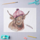 Highland Cow Tartan Hat Heather Watercolor Seidenpapier (Basteln)
