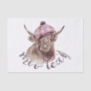 Highland Cow Tartan Hat Heather Watercolor Seidenpapier