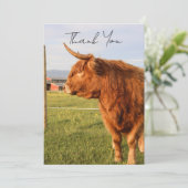 Highland Cow Thank You Card Dankeskarte (Stehend Vorderseite)