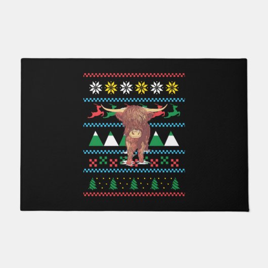Highland Cow Ugly Christmas Fußmatte (Vorderseite)