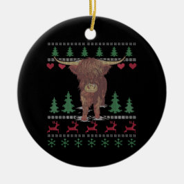 Highland Cow Ugly Christmas Keramik Ornament