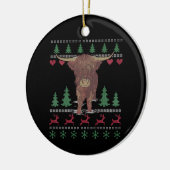 Highland Cow Ugly Christmas Keramik Ornament (Links)