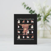 Highland Cow Ugly Christmas Postkarte (Stehend Vorderseite)