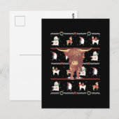 Highland Cow Ugly Christmas Postkarte (Vorne/Hinten)