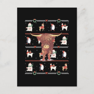 Highland Cow Ugly Christmas Postkarte