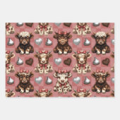 Highland Cow Valentine Chocolate Gift Set of 3 Geschenkpapier Set (Vorderseite 3)