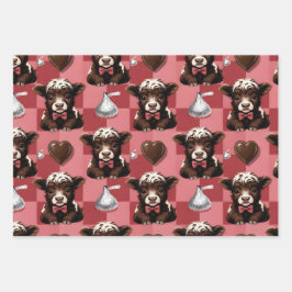 Highland Cow Valentine Chocolate Gift Set of 3 Geschenkpapier Set