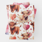 Highland Cow Valentine Pink Balloon Hearts Gift Geschenkpapier Set (Beispiel)