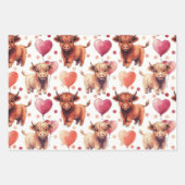 Highland Cow Valentine Pink Balloon Hearts Gift Geschenkpapier Set (Vorderseite)