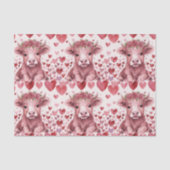 Highland Cow Valentine Pink Rose Tissue Paper Seidenpapier (Vorderseite)