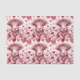 Highland Cow Valentine Pink Rose Tissue Paper Seidenpapier