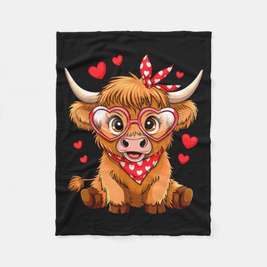 Highland Cow Valentines Day Funny Hearts Valentine Fleecedecke (Vorderseite)