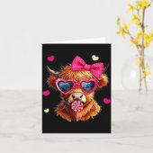 Highland Cow Valentines Day Funny Hearts Valentine Karte (Gelbe Blume)
