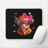 Highland Cow Valentines Day Funny Hearts Valentine Mousepad (Mit Mouse)