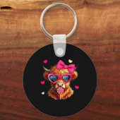 Highland Cow Valentines Day Funny Hearts Valentine Schlüsselanhänger (Vorderseite)