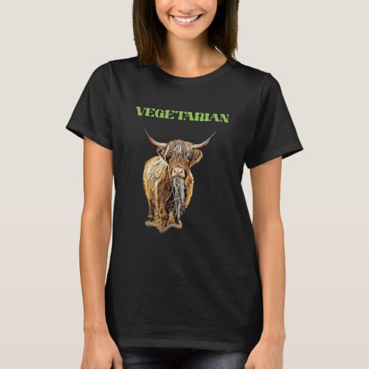 Highland Cow  Vegetarian T-Shirt (Vorderseite)