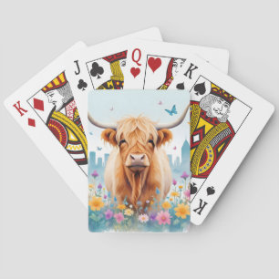 Highland Cow Vintag Animal Nature Forest City Art Spielkarten