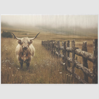 Highland Cow Vintag Sepia Decoupage Seidenpapier