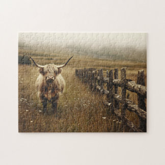 Highland Cow Vintag Sepia Puzzle