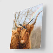 Highland cow wall clock quadratische wanduhr (Winkel)