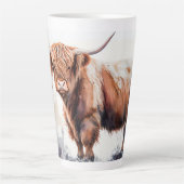 Highland Cow Watercolor Poster Milchtasse (Vorderseite)