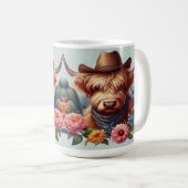 Highland Cow Wear Cowboy Hat Kaffeetasse (VorderseiteRechts)