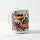 Highland Cow Wear Cowboy Hat Kaffeetasse (Vorderseite Links)