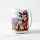 Highland Cow Wearing Hat und Bandana Kaffeetasse (VorderseiteRechts)