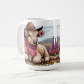Highland Cow Wearing Hat und Bandana Kaffeetasse (Vorderseite Links)