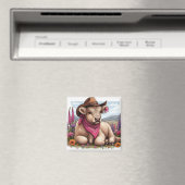 Highland Cow Wearing Hat und Bandana Magnet (In Situ (Geschirrspüler))