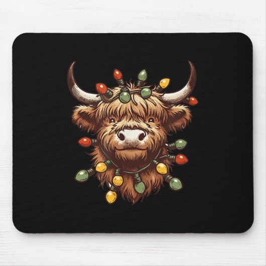 Highland Cow Weihnachten Weihnachten Weihnachtsbau Mousepad (Vorne)