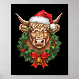 Highland Cow Weihnachten Weihnachten Weihnachtsbau Poster