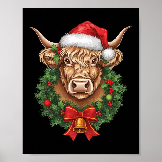 Highland Cow Weihnachten Weihnachten Weihnachtsbau Poster (Vorne)