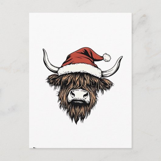 Highland Cow Weihnachten Weihnachtsbaum Weihnachts Einladungspostkarte (Vorderseite)