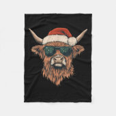 Highland Cow Weihnachtsmannmütze Funny Süße Tier B Fleecedecke (Vorderseite)