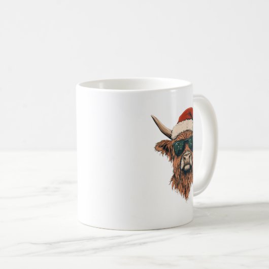 Highland Cow Weihnachtsmannmütze Funny Süße Tier B Kaffeetasse (VorderseiteRechts)