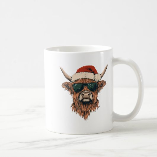 Highland Cow Weihnachtsmannmütze Funny Süße Tier B Kaffeetasse (Rechts)