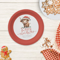 Highland Cow Weihnachtsmannmütze Name Merry Christ