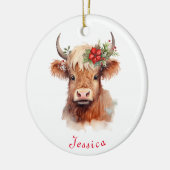 Highland Cow Weihnachtsname Personalisierte Weihna Keramik Ornament (Links)