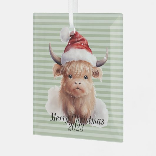 Highland Cow Weihnachtsschmuck (Vorderseite links)